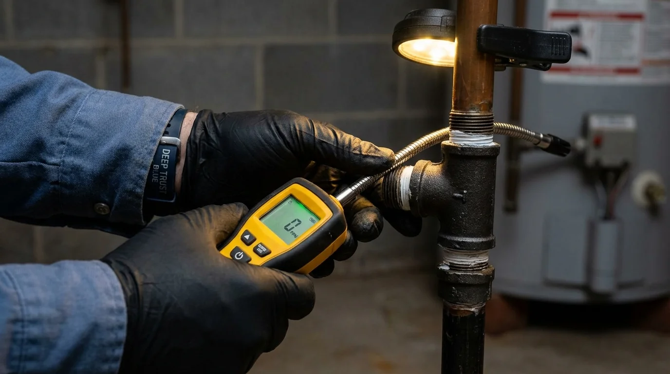 Gas leak detection with electronic sniffer by Johns Plumbing LLC in Montara